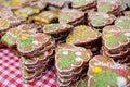 Assorted gingerbread hearts sold on traditional Lithuanian spring fair in Vilnius, Lithuania