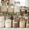 Arrangement suggests an organized well stocked pantry setup emphasizing Royalty Free Stock Photo