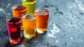 Assorted Glasses Filled With Colorful Liquids Royalty Free Stock Photo