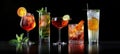 Assorted Glasses Filled With Various Drinks Royalty Free Stock Photo