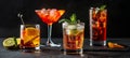 Assorted Glasses Filled With Various Drinks Royalty Free Stock Photo