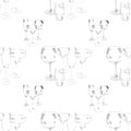 Assorted Glassware repeating pattern black on white Royalty Free Stock Photo