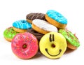 Assorted glazed doughnuts in different colors Royalty Free Stock Photo