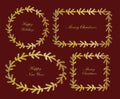 Assorted golden fir tree Christmas wreath frames set Royalty Free Stock Photo