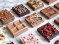 Assorted gourmet chocolate bars with various toppings