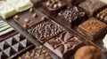 Assorted gourmet chocolate bars on wooden surface