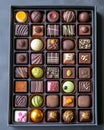 Assorted gourmet chocolates in a box Royalty Free Stock Photo
