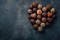 Assorted Gourmet Chocolates in Heart Shape, Valentine\'s Day Concept Royalty Free Stock Photo