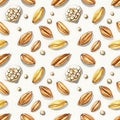 Assorted Grains and Seeds Pattern on White Royalty Free Stock Photo