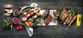 Assorted grilled meat with vegetables Royalty Free Stock Photo