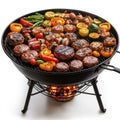 Grilled Burgers and Vegetables on a Portable Charcoal Grill Royalty Free Stock Photo