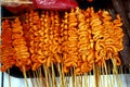 Assorted grilled pork and chicken innards barbecue at a street food stall Royalty Free Stock Photo