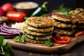 assorted grilled veggie burgers with different fillings