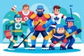 An assorted group of hockey players in full gear standing closely together on the ice, Para ice hockey Customizable Royalty Free Stock Photo