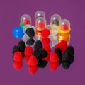 Assorted gummy candies, sweets in shape of raspberries and blackberries