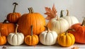 Assorted Halloween pumpkins close up composition Royalty Free Stock Photo