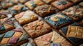 Assorted hand-decorated starfish and flower cookies on a wooden surface