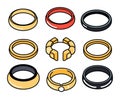 Assorted hand-drawn bracelets and rings set. Cartoon jewelry accessories illustration. Collection of fashionable Royalty Free Stock Photo