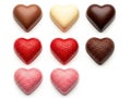 Assorted heart-shaped candies isolated on white background Royalty Free Stock Photo