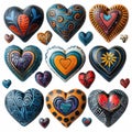 Assorted Heart Shaped Items on White Background Royalty Free Stock Photo