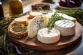 assorted homemade cheeses with herbs and spices