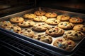 Assorted homemade cookies on a baking sheet. Generative AI