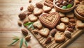Assorted Homemade Cookies on Wooden Table, Baking Concept