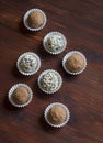 Assorted homemade dark chocolate truffles Royalty Free Stock Photo