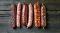 Assorted Hot Dogs on Wooden Plate - Delicious and Homemade Sausages