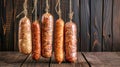 Assorted Hot Dogs on Wooden Plate - Delicious and Homemade Sausages