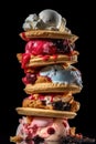 Assorted ice cream. Colorful stack of ice cream of different flavors