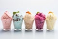 Assorted Ice Cream Flavors With Toppings Aesthetically. Generative AI