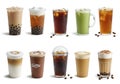 Assorted Iced and Hot Coffee Drinks Menu Variety Selection Royalty Free Stock Photo