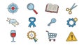 Assorted Icon Set on White Background Royalty Free Stock Photo