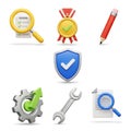 Assorted icons representing quality assurance and maintenance processes Royalty Free Stock Photo