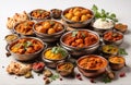 Assorted indian food isolated on white background Royalty Free Stock Photo