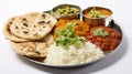 Indian Food Assortment on White Background Royalty Free Stock Photo