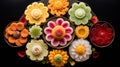 Assorted Indian sweets arranged in perfect symmetry