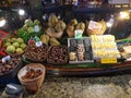 Assorted indoor fruit stand boat Royalty Free Stock Photo