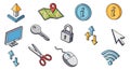 Assorted Isometric Icons on White Background Presenting Computer and Internet Technology Royalty Free Stock Photo