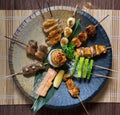 Assorted Japanese Kushiyaki, Skewered and Grilled Meat