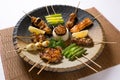 Assorted Japanese Kushiyaki, Skewered and Grilled Meat Royalty Free Stock Photo