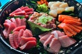 Assorted Japanese sashimi platter Royalty Free Stock Photo