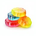 Assorted Jelly Candies on White Background. Generative ai