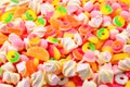 Assorted gummy candies. Top view. Royalty Free Stock Photo