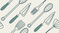 Assorted Kitchen Utensils Pattern, Cooking and Culinary Theme, vector design Generative AI Royalty Free Stock Photo