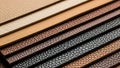 Assorted Leather Samples in Various Colors and Textures Royalty Free Stock Photo