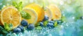 Assorted Lemons, Blueberries, and Raspberries Royalty Free Stock Photo