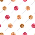 Assorted lollipop spiral candies seamless