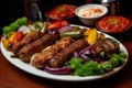Assorted lula kebab meal food. Generate Ai Royalty Free Stock Photo